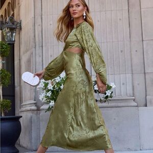 Vici small olive green under my spell maxi dress